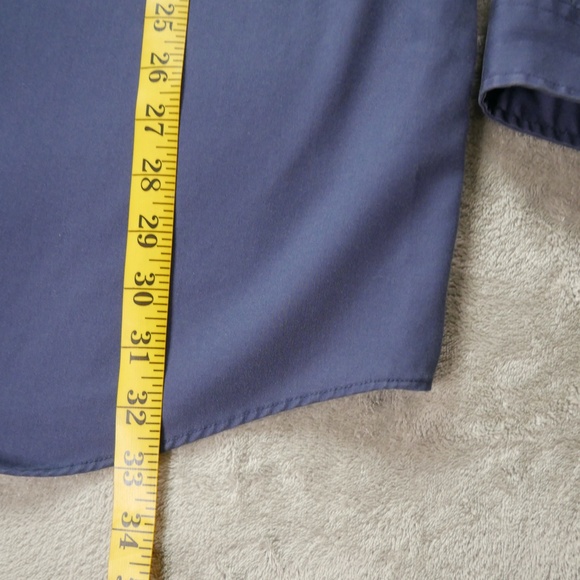 L.L. Bean Button Down Shirt Mens 2XL Navy Blue Long Sleeve Wrinkle Resistance - Picture 7 of 12